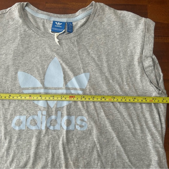 Adidas Originals Gray 100% cotton Boyfriend Rollup Trefoil Short Sleeve Tee - Picture 7 of 8